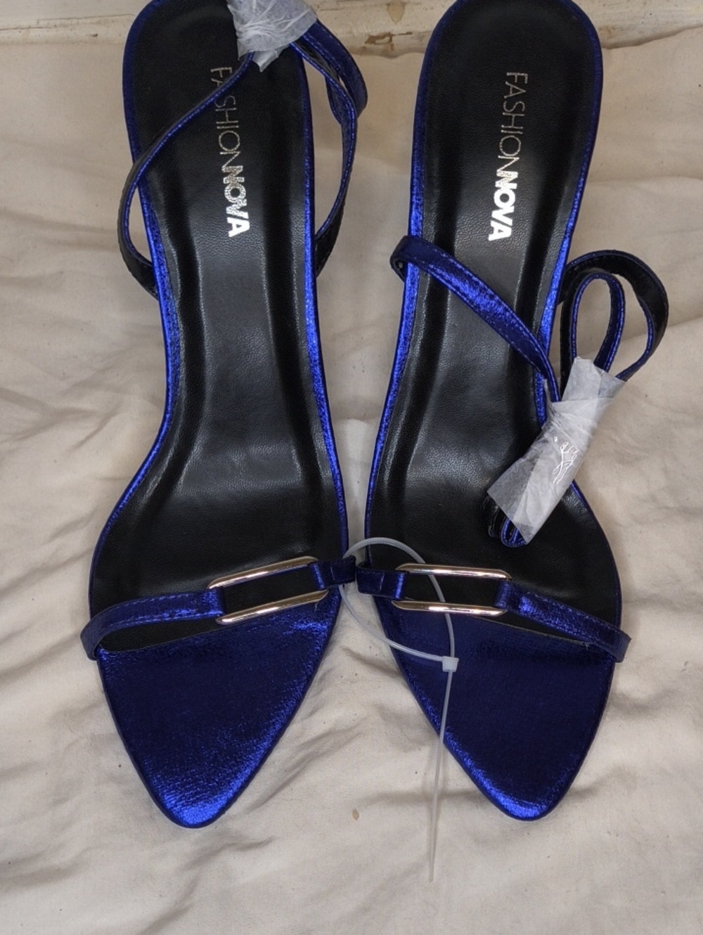 Fashion Nova Metallic Purple Strappy Pointed Toe Heels With Ankle Size 8.5 AL